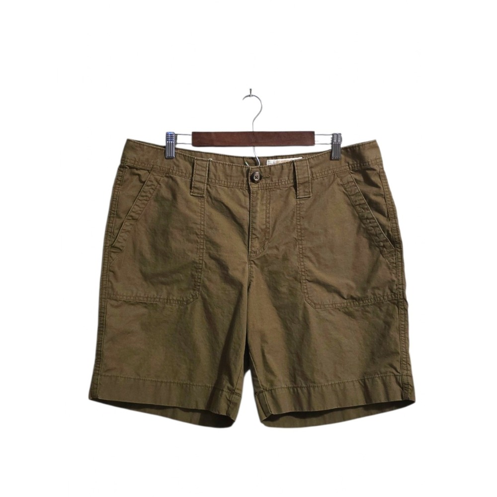 Eddie Bauer Cotton Mid-Rise 8 Inch Ripstop Shorts In Brown Sz 14